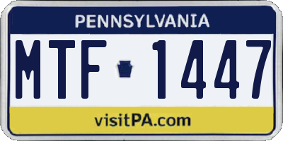 PA license plate MTF1447