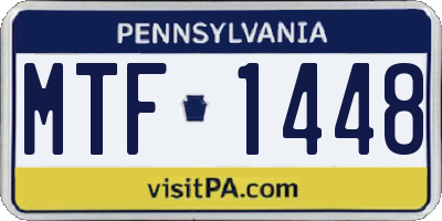 PA license plate MTF1448