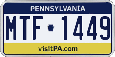 PA license plate MTF1449