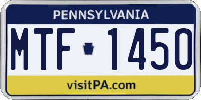 PA license plate MTF1450