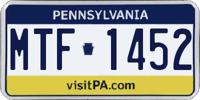 PA license plate MTF1452