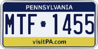 PA license plate MTF1455