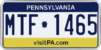 PA license plate MTF1465