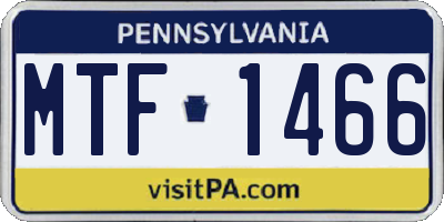 PA license plate MTF1466