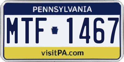 PA license plate MTF1467
