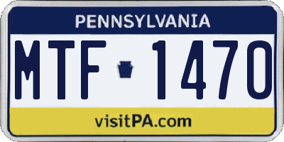 PA license plate MTF1470