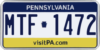 PA license plate MTF1472