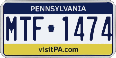 PA license plate MTF1474