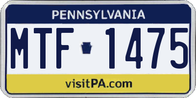 PA license plate MTF1475