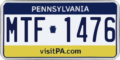 PA license plate MTF1476