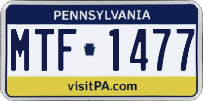 PA license plate MTF1477