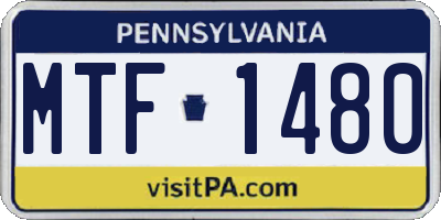 PA license plate MTF1480