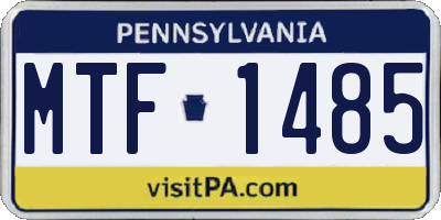 PA license plate MTF1485
