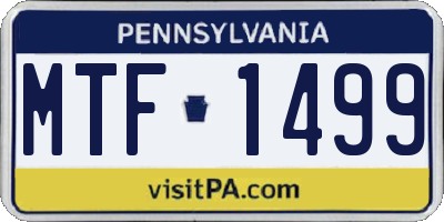 PA license plate MTF1499