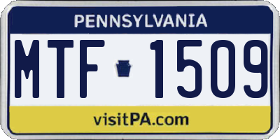 PA license plate MTF1509