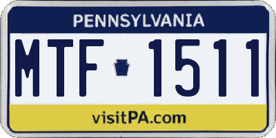 PA license plate MTF1511