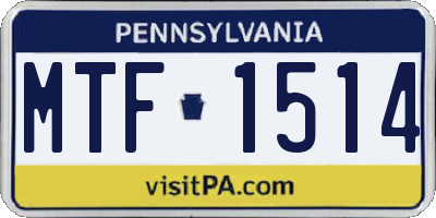 PA license plate MTF1514