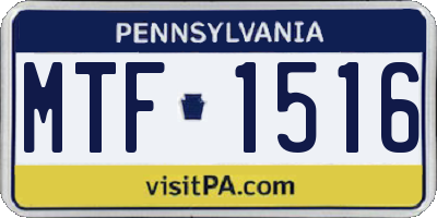 PA license plate MTF1516