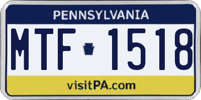 PA license plate MTF1518