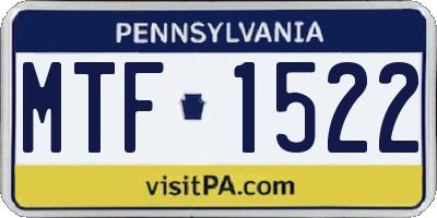 PA license plate MTF1522