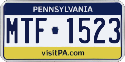 PA license plate MTF1523