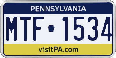 PA license plate MTF1534