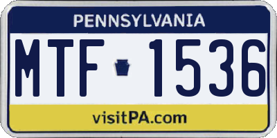 PA license plate MTF1536