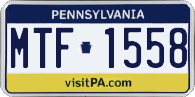 PA license plate MTF1558