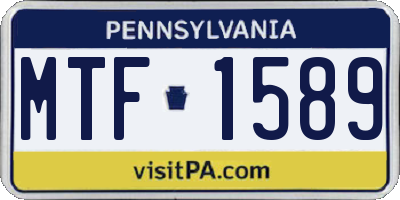 PA license plate MTF1589