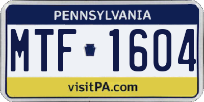 PA license plate MTF1604