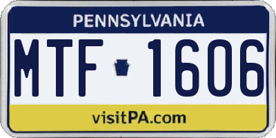 PA license plate MTF1606