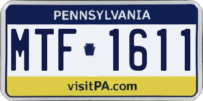 PA license plate MTF1611