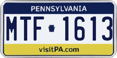 PA license plate MTF1613