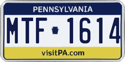 PA license plate MTF1614