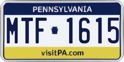 PA license plate MTF1615