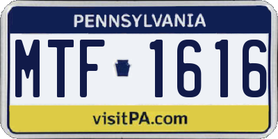 PA license plate MTF1616
