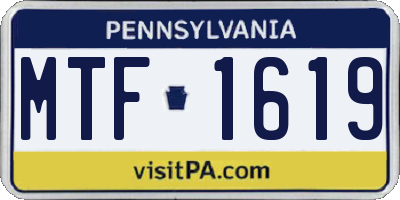 PA license plate MTF1619