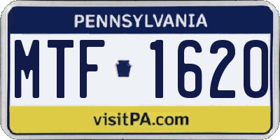 PA license plate MTF1620