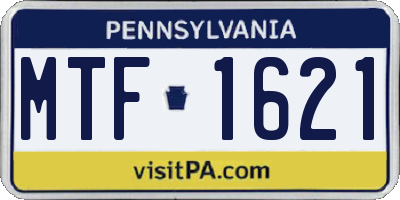PA license plate MTF1621