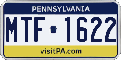 PA license plate MTF1622