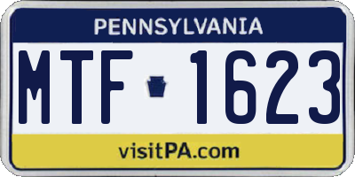 PA license plate MTF1623