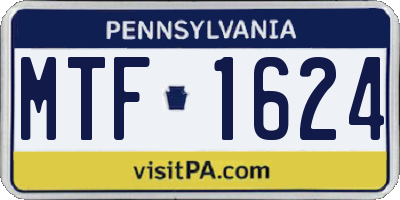 PA license plate MTF1624