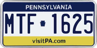 PA license plate MTF1625