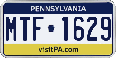 PA license plate MTF1629