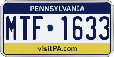 PA license plate MTF1633