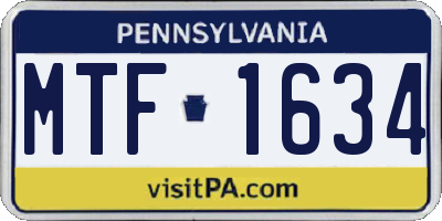 PA license plate MTF1634