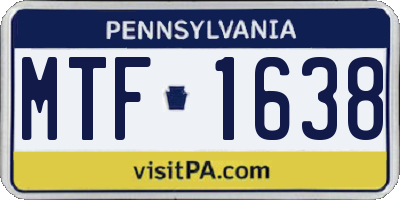 PA license plate MTF1638