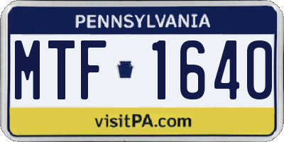 PA license plate MTF1640