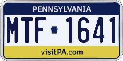 PA license plate MTF1641