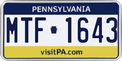PA license plate MTF1643